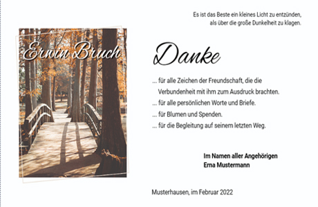 Trauerdankeskarte Brücke über Waldbach